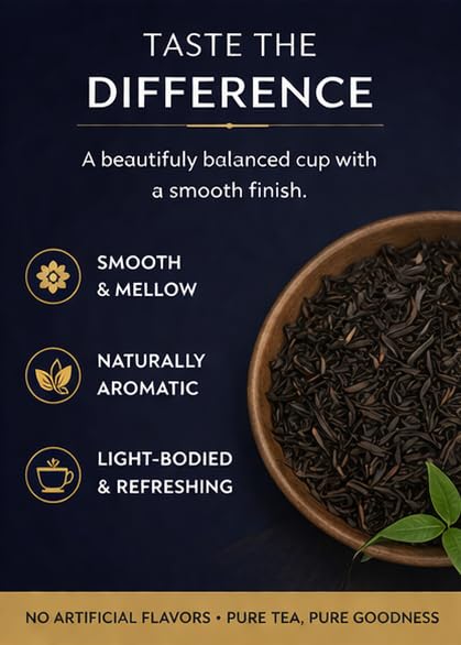 TAZKIA Nilgiri Black Tea (Loose Leaf) – Ginger | Smooth, Non-Bitter Indian Tea | Daily Wellness Teas for Energy, Refresh & Relaxation | 100 Cups Total
