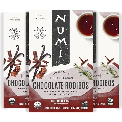 Numi Organic Rooibos Tea, 18 Herbal Tea Bags, Microplastic Free, Packed with Antioxidants, Great for Evening Relaxation