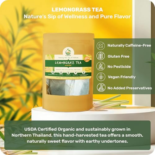 HappyLyfe Fairlane Organic Lemongrass Tea - 50g (24 pieces) | Refreshing Thai Herbal Tea