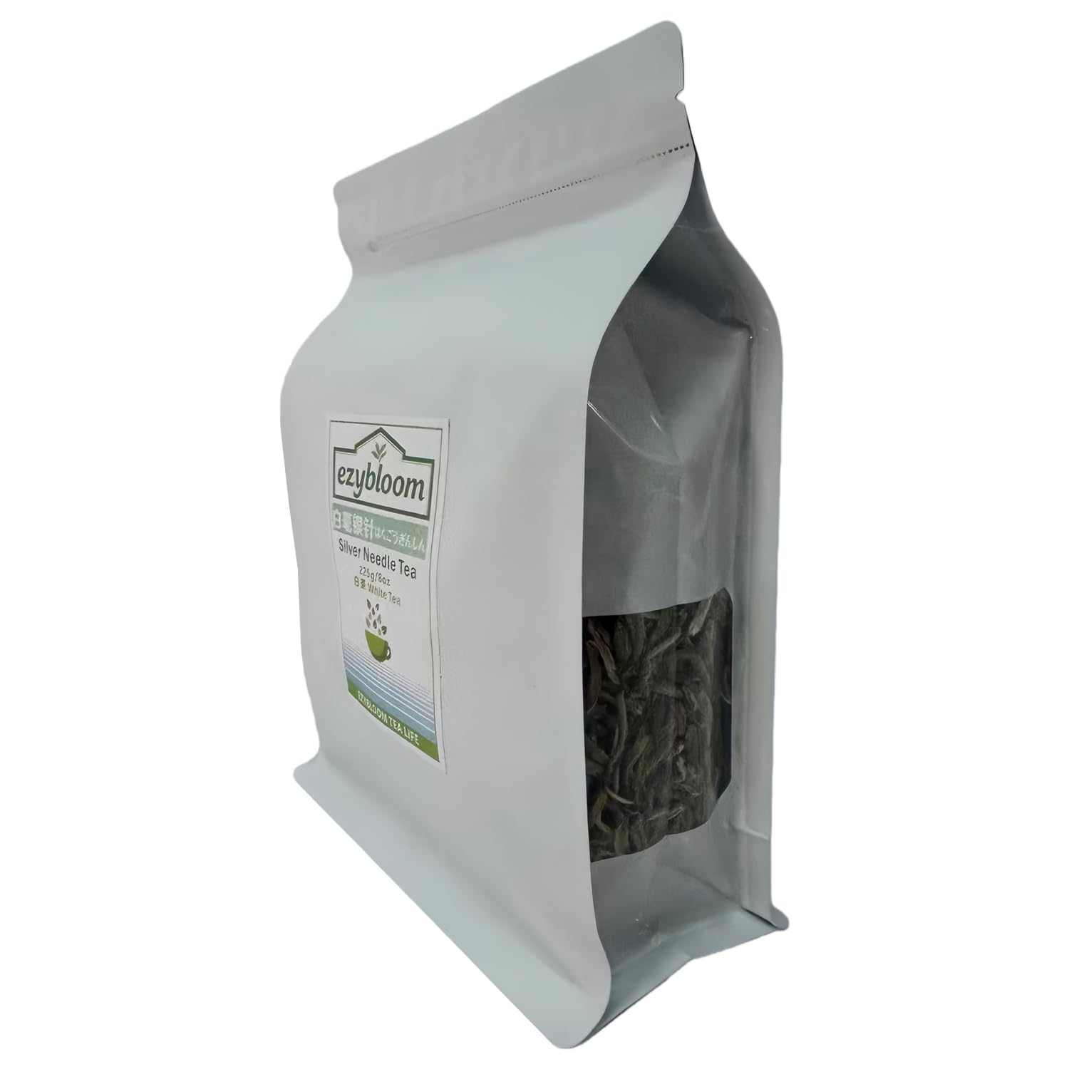EZYBLOOM Silver Needle White Tea, Fuding Baihao Yinzhen Tea, Pesticide-Free, Early Spring Harvest, Loose Leaf, 8oz/225g