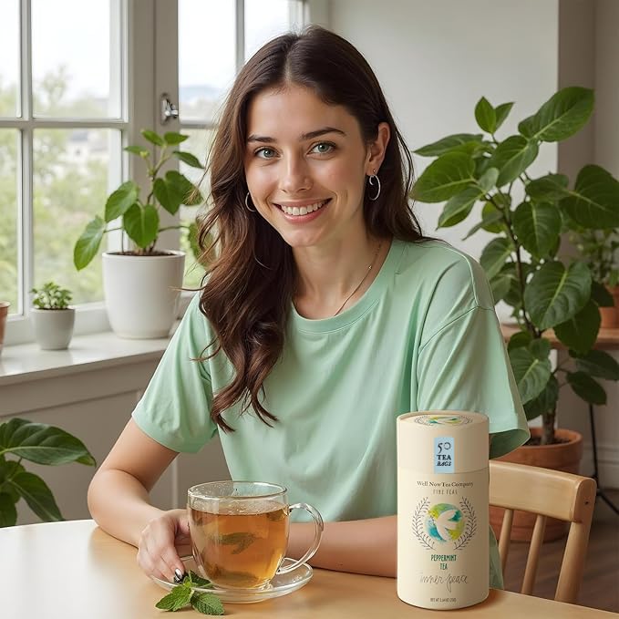 Life Plus Style Gourmet Well Now Herbal Peppermint Tea Natural Fine Teas Refreshing Organic Herbal Infusion Caffeine Free Non-GMO Digestive Comfort