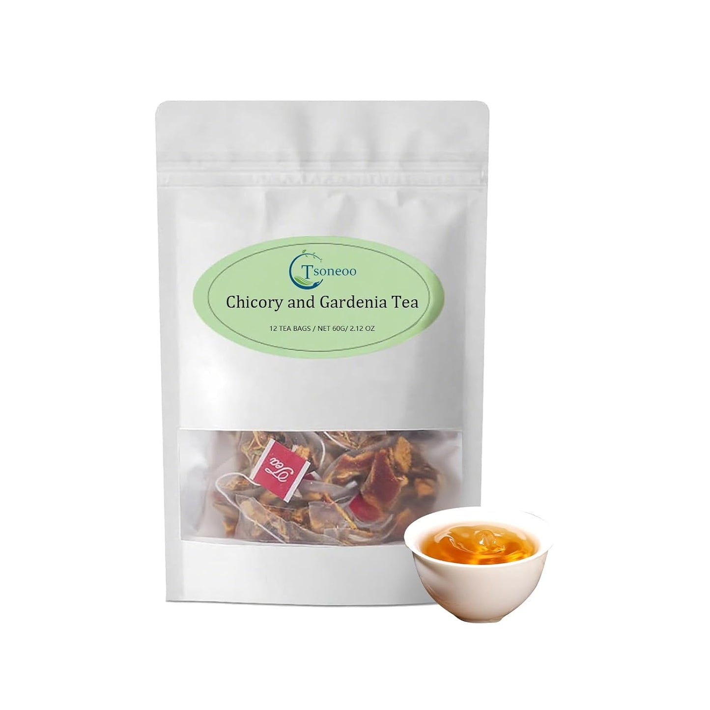 Chicory and Gardenia Herbal Tea Bags (12 Count) – Caffeine Free, Sugar Free Botanical Tea with Honeysuckle, Licorice &amp; Tangerine Peel – Vegan, Naturally Soothing Daily Herbal Blend (1pc)