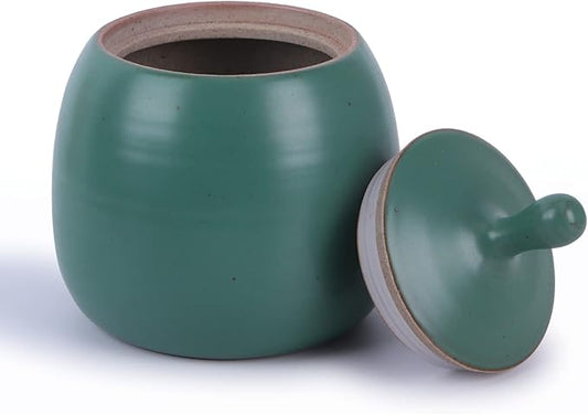 Kitchen Canisters Vintage Ceramic Food Storage Jar with Airtight Lid for Tea, Coffee, Herb, Sugar, Spice, Nuts (Ancient Green)