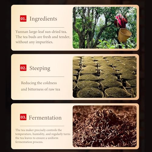 Shengmingxi Puerh Tea Cake Ripe Pu-erh Tea Pu erh Tea Cake Aged Fermented Pu erh Tea Large-leaf Variety 普洱茶 茶饼 普洱熟茶 12.6oz/357g