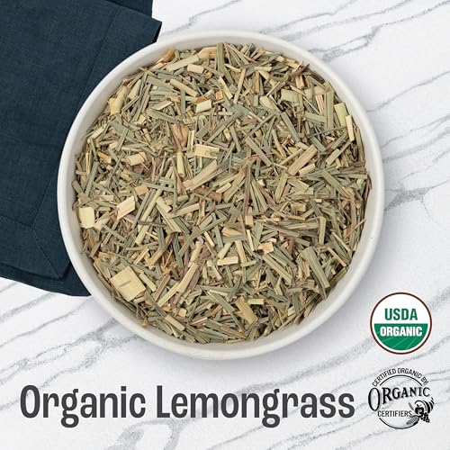 J MAC BOTANICALS Organic Lemon Grass (8 oz bag) Certified USDA Organic, Cut & Sifted Dried Lemongrass tea from Egypt, Packaged in the USA