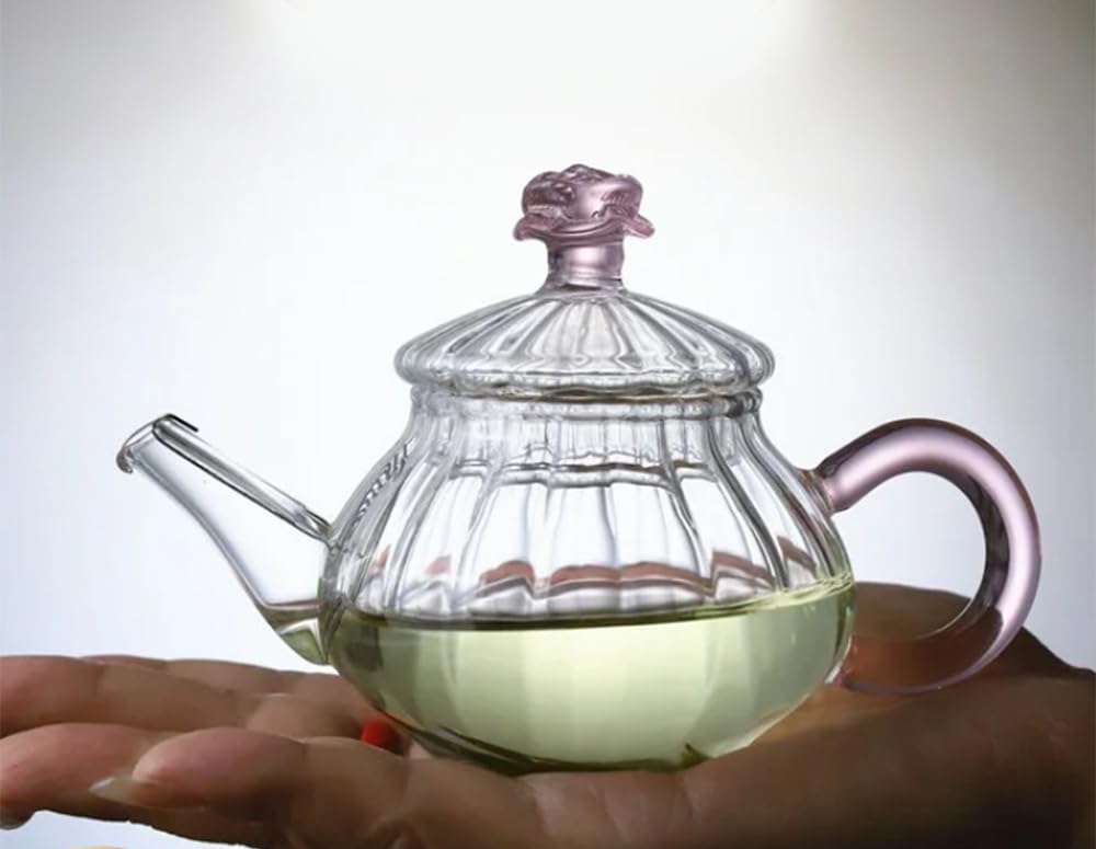 Mozacona Mini Tea Pot, Glass Teapot Small Tea Kettle for One person use,100ml