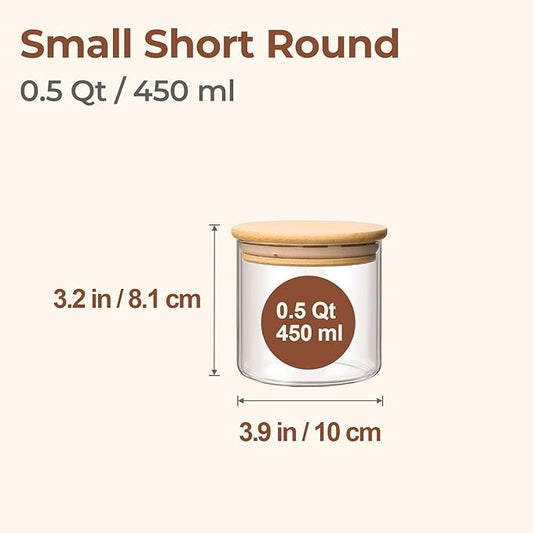 ComSaf 0.5 Qt Glass Food Storage Jars Set of 6, Clear Glass Storage Containers with Lids, Pantry Organization Jar, Spice, Blooming Tea, Coffee