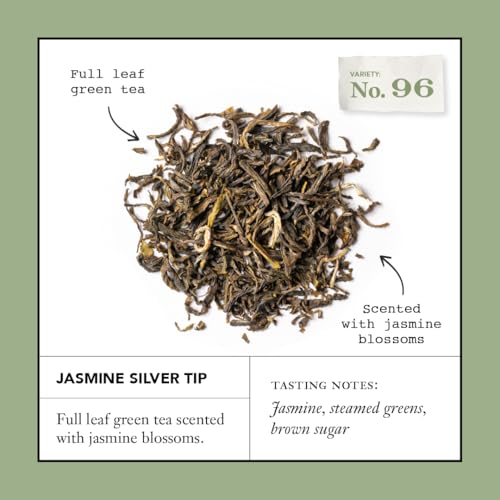 Smith Teamaker Jasmine Silver Tip No. 96 Green Tea with Jasmine Blossoms, Caffeinated, Sugar-Free, Sustainably Grown, Full Leaf Green Tea Bags, 15 Sachets, 1.3oz each