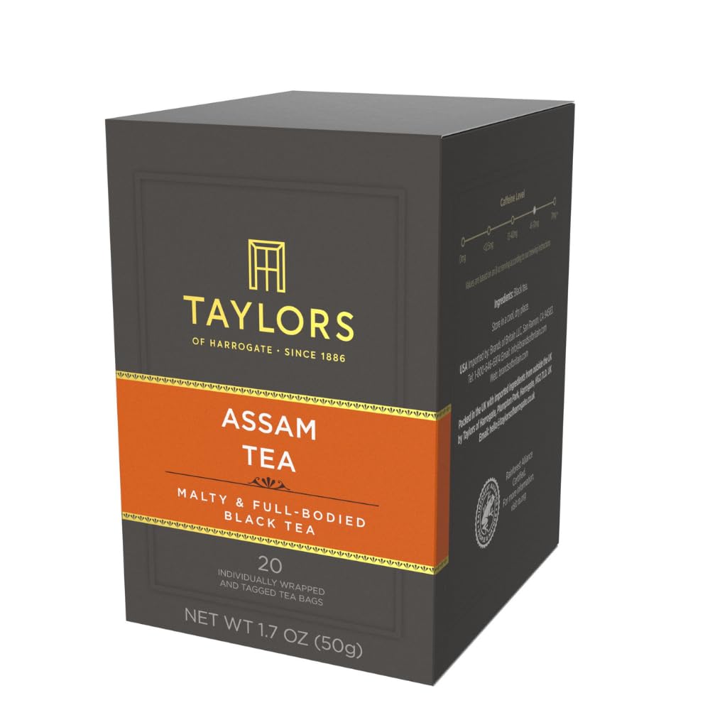 Taylors of Harrogate Assam, Black Tea, Individually Wrapped Bags, 20 Count (Pack of 1), Full-bodied, Satisfying & Malty, Caffeinated, Enjoy Hot or Iced, 20 Teabags