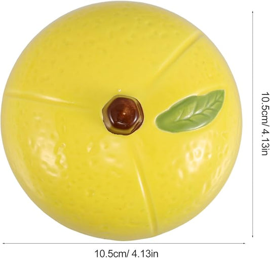 Valiclud Ceramic Lemon-shaped Storage Jar with Lid Multipurpose Round Food Container for Sugar Salt Snacks Easy to Clean Kitchen Canister with
