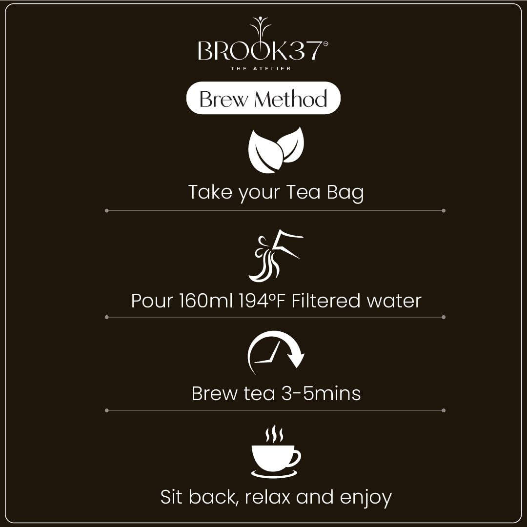 Brook37 Premium Assorted Tea Sampler Box - 8 Exquisite flavours | Natural Ingredients & Flavors | Tea Bag | Low Caffeine | Plastic Neutral Brand | Ideal Tea Gift Set