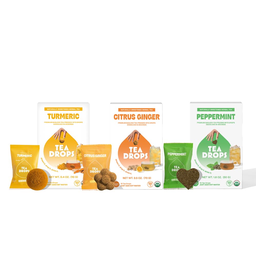 Tea Drops 8-Pack Limited Edition 10ct Tea Box Collection | Organic Bagless Tea Assortment | Handmade in USA | Woman-Owned | Includes Chai Spice, Chocolate Earl Grey, Ube Berries, Matcha, Lavender Matcha, Citrus Ginger, Peppermint & Rose Earl Grey