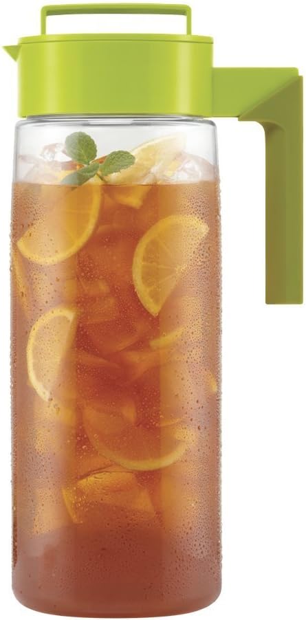 Takeya Flash Chill Iced Tea Maker - Versatile Tea Brewer for Loose/Bagged Tea - Patented Flash Chill Tech Hot/Cold Use BPA-Free Tritan Dishwasher Safe - Airtight Lid Made in USA - 2 Quart/Avocado