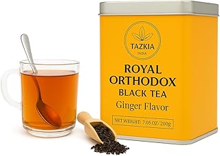 TAZKIA Nilgiri Black Tea (Loose Leaf) – Ginger | Smooth, Non-Bitter Indian Tea | Daily Wellness Teas for Energy, Refresh & Relaxation | 100 Cups Total