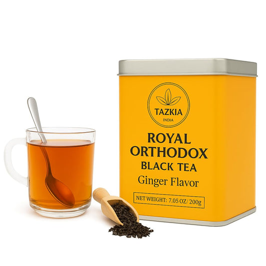 TAZKIA Nilgiri Black Tea (Loose Leaf) – Ginger | Smooth, Non-Bitter Indian Tea | Daily Wellness Teas for Energy, Refresh & Relaxation | 100 Cups Total