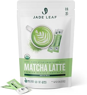 Jade Leaf Matcha Organic Premium Ceremonial Grade Matcha Green Tea Powder - Japanese - Culinary, Ingredient, Ceremonial Barista Teahouse, Latte, Collagen, 0.35 Ounce (Pack of 10), Matcha Latte
