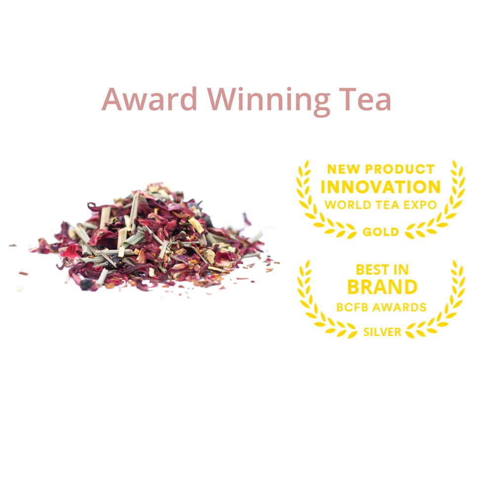JusTea LITTLE BERRY HIBISCUS Loose Leaf Herbal Tea, 40+ Cups Tin with Spoon | Fair-Trade LITTLE BERRY HIBISCUS Loose Leaf Herbal Tea. 90g/3.2oz Tin with a Hand-Carved Tea Spoon. Caffeine-Free. Organic.