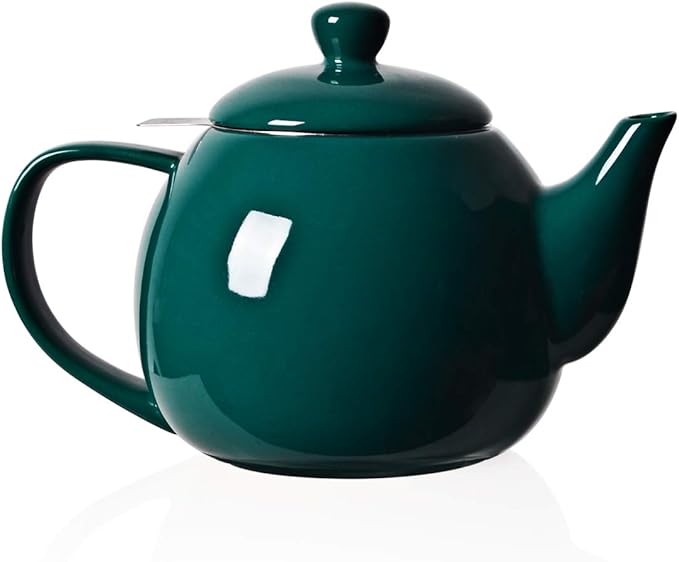 Sweejar Porcelain Teapot with Removable Stainless Steel Infuser,Microwave & Dishwasher Safe Tea Pots