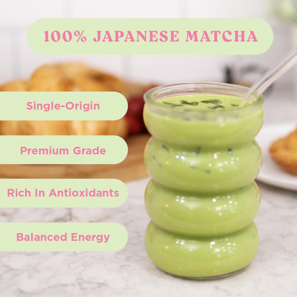 The Frozen Bean The Harmony Matcha Strawberry (10 Sticks) Premium Japanese Matcha Powder, Rich in Antioxidants & L-Theanine