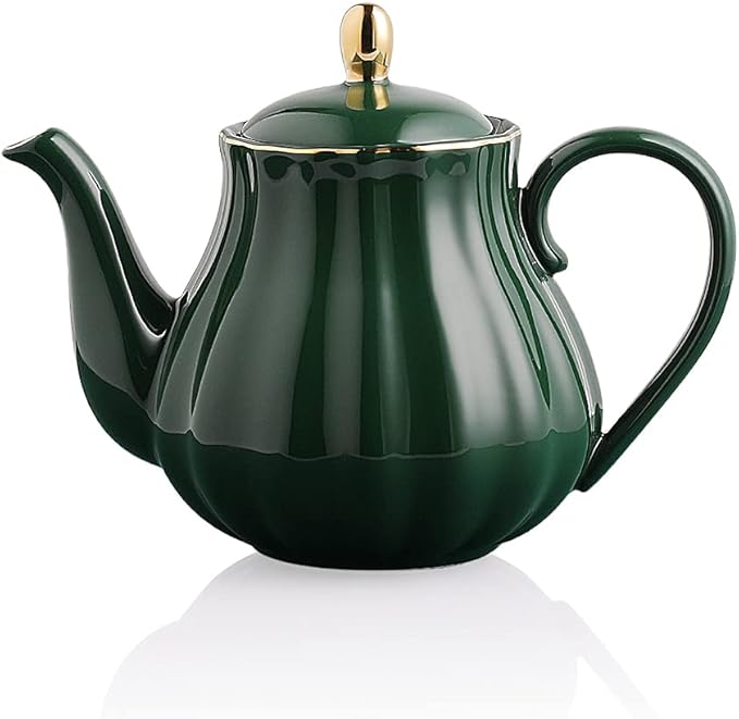 Sweejar Royal Teapot, Ceramic Tea Pot with Removable Stainless Steel Infuser, Blooming & Loose Leaf 