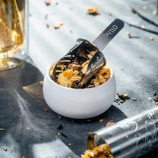 Stainless Steel Tea Infuser Stick with Scoop Lid for Loose Leaf Tea, Gold Reusable Tea Steeper Strainer, Long Handle Pipe Filter