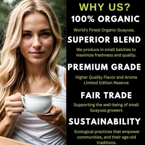 Amazonian Treasure Organic Guayusa Loose Leaf Tea, 8 OZ, (227G) 1/2LB, Smooth Energy Boost, Alternative to Coffee & Yerba Mate, 60 mg Caffeine per Serving.