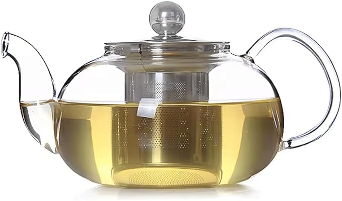 20oz (600ml) Small Clear Glass Tea Pot Set with Infuser – High Borosilicate Stovetop Teapot for Loose Leaf Tea, Herbal Infusions, and Blooming Teas