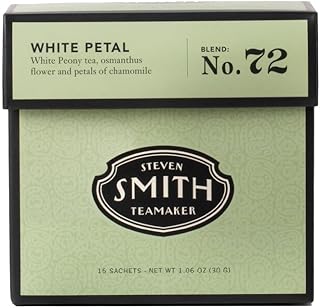 Smith Teamaker White Petal No. 72, Caffeinated, Sugar-Free, Sustainably Grown, Full Leaf White Tea Bags, 15 Sachets, 1.06oz Each