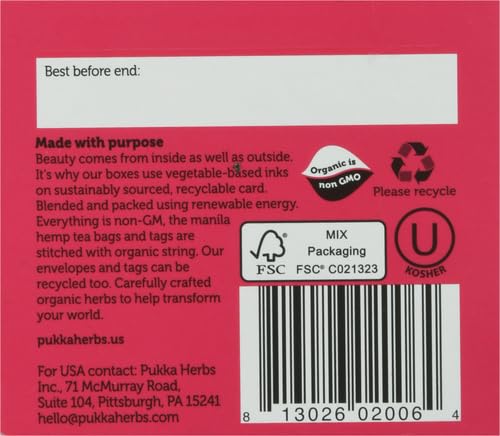 Pukka Elderberry & Echinacea Organic Herbal Tea, Perfect for Wellness Support, Caffeine Free, 20 Total Tea Bags