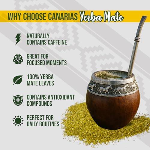 Canarias Yerba Mate Traditional 2.2 lb - Uruguayan Yerba Mate Tea - Ground Leaf Without Stems (Sin Palo) | Strong & Full-Bodied Flavor