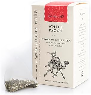 Silk Road Teas, Organic White Peony Tea, Bai Mu Dan, Soft & Sweet Aroma, Delicate Melon Taste, 15 Tea Bags