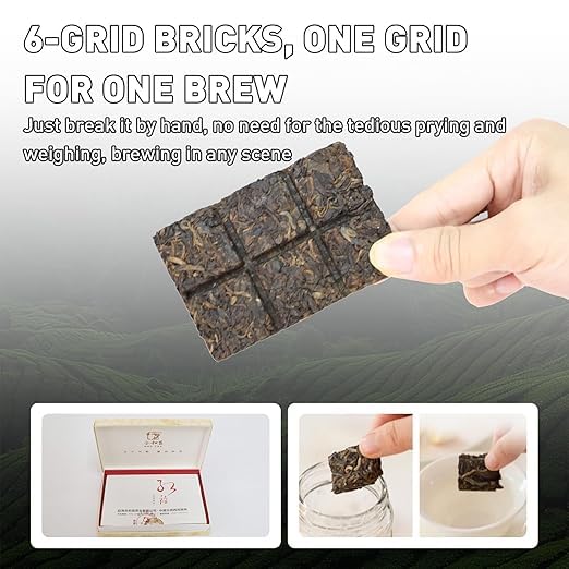 Pu-Erh Tea, 2015 Aged Pu-Erh Tea Brick Gift Box, Organic Ripe Fermented Dark Puer, 50g x 8 Individually Boxed, Chinese Compressed Puerh, Premium Holiday Present