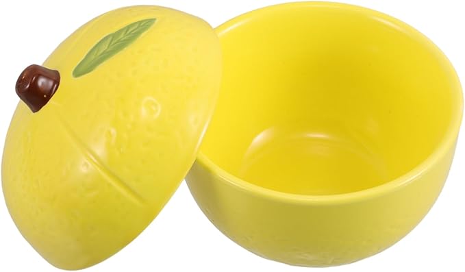 Valiclud Ceramic Lemon-shaped Storage Jar with Lid Multipurpose Round Food Container for Sugar Salt Snacks Easy to Clean Kitchen Canister with
