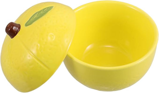 Valiclud Ceramic Lemon-shaped Storage Jar with Lid Multipurpose Round Food Container for Sugar Salt Snacks Easy to Clean Kitchen Canister with