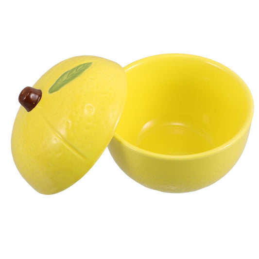 Valiclud Ceramic Lemon-shaped Storage Jar with Lid Multipurpose Round Food Container for Sugar Salt Snacks Easy to Clean Kitchen Canister with