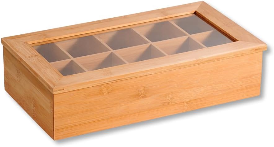 Kesper 5890113 Tea Box 36 x 20 x 9 cm, Bamboo, Brown