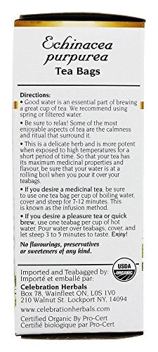 CELEBRATION HERBALS TEA ECHINACEA PURPUREA HERB OG, 24 CT