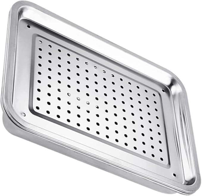 Stainless Steel Tea Tray Japanese Style Hollow Serving Plate for Tea Snacks Appetizers Removable Easy to Clean for Home Office Teahouse Restaurant