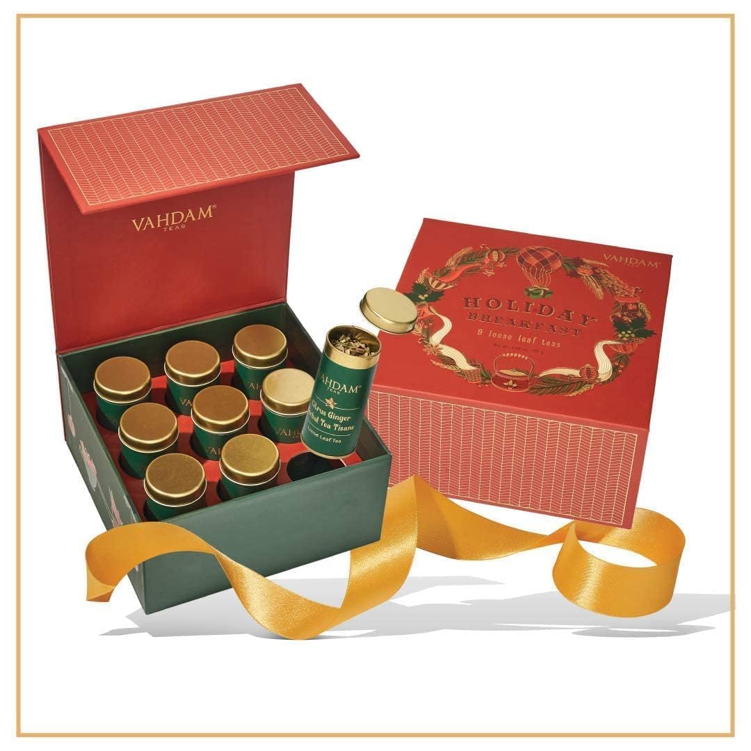 VAHDAM Breakfast Tea Gift Set - 9 Loose Leaf Black Teas (90+ Cups) | English Breakfast, Assam & Darjeeling Tea Sampler Gift