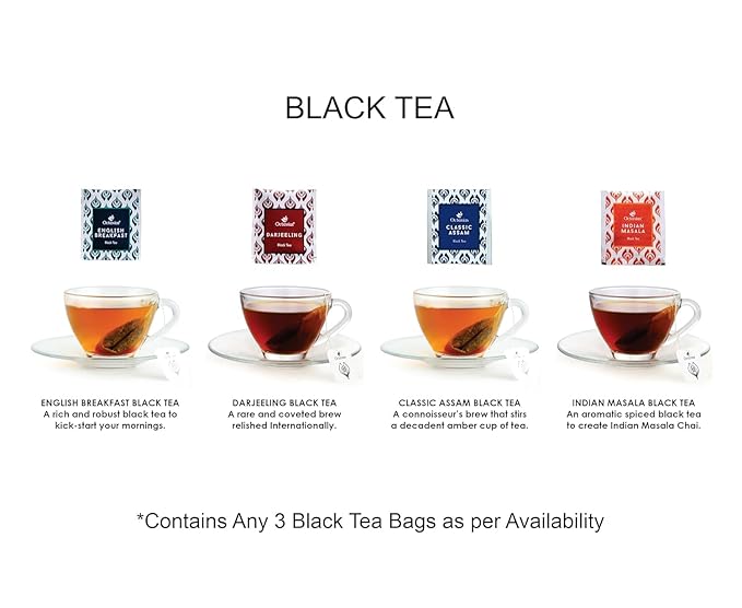 Octavius Assorted Black Tea Sampler Pack | 3 Flavours | 50 Tea Bags x 2 Packs | Premium Indian Teas – Darjeeling, English Breakfast, Indian Masala Chai