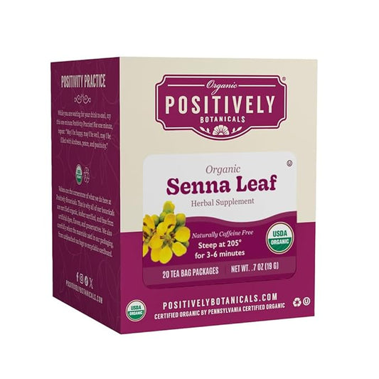Organic Positively Botanicals Company, Senna Leaf Herbal Tea Bags, 20 Count