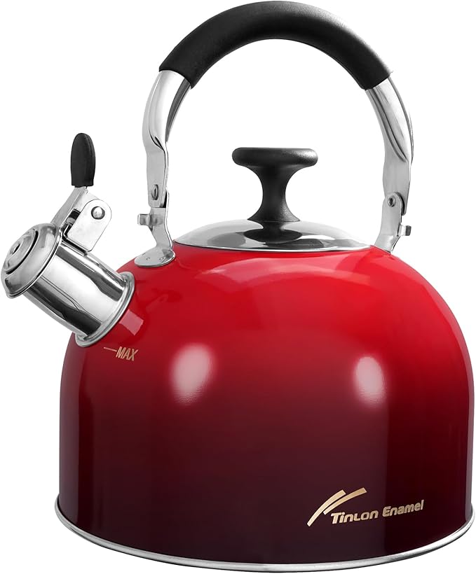 Tea Kettle Stovetop,Stainless Steel Whistling Tea Kettle For Stove Top, 2.5 Qt Tea Pot With Folding Handle