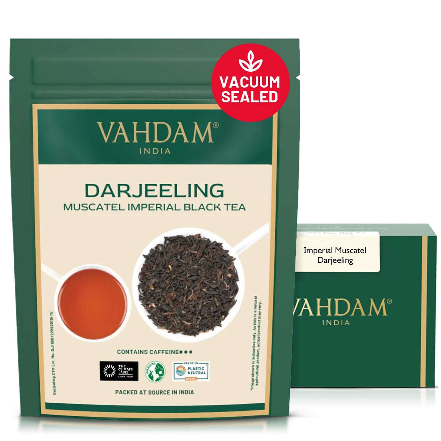 VAHDAM Muscatel Darjeeling Tea(3.53oz|50+ Cups) LIMITED EDITION Black Tea | Premium Long Leaf Quality |Fresh Harvest High Grown In Select Tea Estates | Non GMO | Direct From Souce | Vacuum Sealed Pack