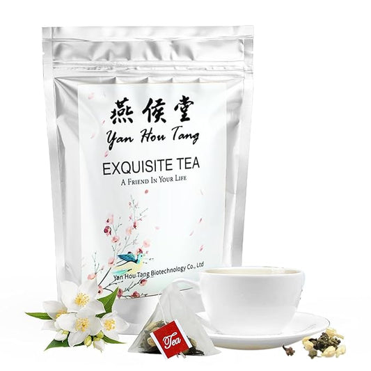 EILIN Jasmine Tea Bags Green Tea Loose Leaf Tea Flower Petal - Floral Aroma Taste Decaffeinated 50 Counts x 3 Grams Triangles