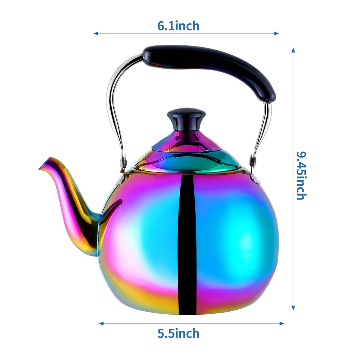 DINYWOW Whistling Tea Kettle for Stovetop Induction Stainless Steel Tea pot Whistle Kettles Gas Stove Top Fast Boiling Water