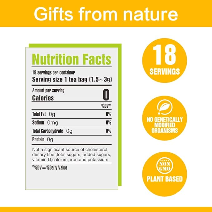 Soilmount Organic Yerba Mate Tea | Loose Leaf Green Tea | Caffeine-Free | 18 Bleach-Free Tea Bags