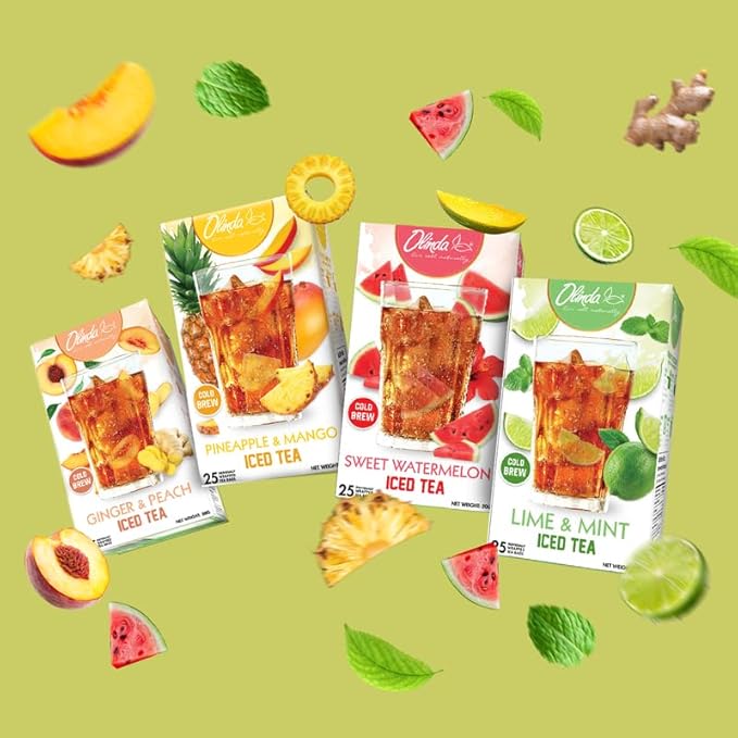 Olinda Organic Lime & Mint Mojito Black Tea 25 Individually Wrapped Tea Bags Sugar-Free Refreshing Black Tea Blend for Digestion Hot or Iced Brew Christmas Holiday Gift for Women & Tea Lovers