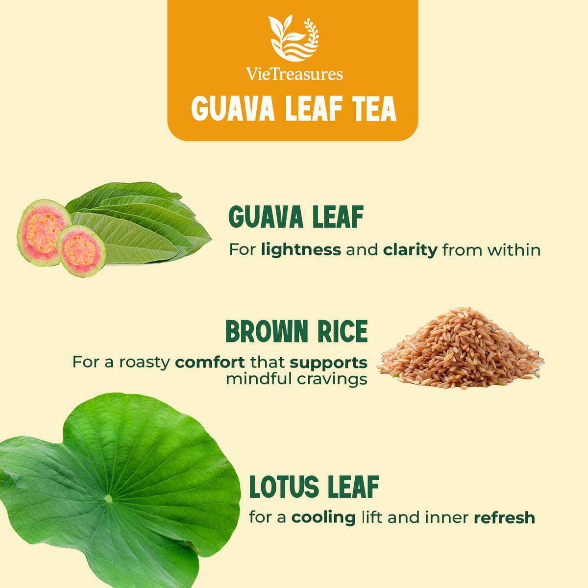 VieTreasures Fit Herbal Tea, Guava &amp; Lotus Leaf, 2.8oz, 40 Tea Bags