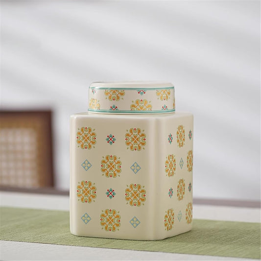 Square Ceramic Tea Box with Silicone Seal for Loose Tea Leaves-style2