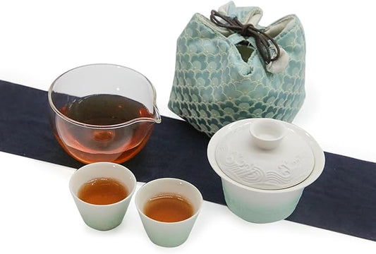 Ceramic Chinese Gongfu Tea Set, Relief Texture, Smooth Glaze, Gaiwan Tea Set for Adults, Suitable for 1-2 People, Home, Travel, Gift for Tea Lovers
